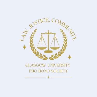 Pro Bono Society logo, featuring their motto: Law, Justice, Community