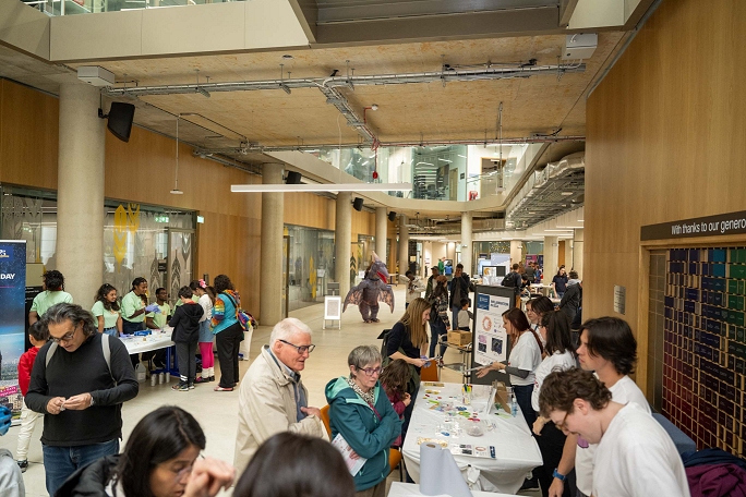Crowd of attendees at public research festival