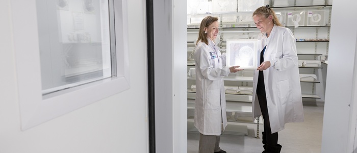 Professor Heather Ferguson and Dr Emilie Pondeville in the MRC-University of Glasgow Centre for Virus Research (CVR) insectary