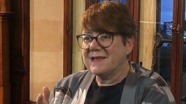 Louise Welsh An image of woman wearing glasses speaking to camera