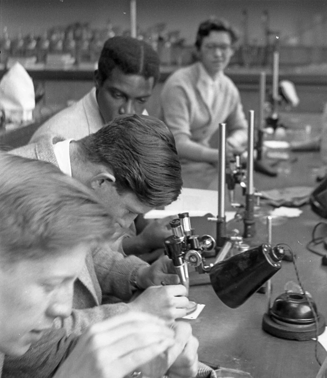 An historic image of students at the Scottish Centre for Ecology and the Natural Environment (SCENE)