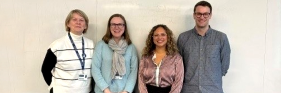 Pictured standing in a row: Dr Karen MacEachern (School of Biodiversity, One Health & Veterinary Medicine), Professor Nicola Veitch (School of Infection & Immunity), Dr Zayba Ghazali-Mohammed (School of Psychology & Neuroscience), and Dr Shaun Bremner-Hart (School of Molecular Biosciences) are among colleagues from six schools involved in the course.