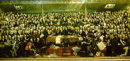 The First General Assembly of the Free Church of Scotland; signing the Act of Separation and Deed of Demission - 23rd May 1843 (D.O. Hill RSA).
Image © Free Church of Scotland, Photograph by George T. Thompson LRPS.
