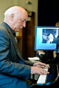 Dave Anderson recording an improvised piano score 