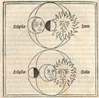 Black and white diagram of eclipses of moon and sun from Sacrobosco's Sphaera mundi, printed 1492. (Sp Coll Euing BD7-f.13) Links to book of the month article.
