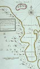 Detail of map of 'New Caledonia', site of a Scots trading colony in Panama, 17th century. (Sp Coll Spencer f18) Links to book of the month article.