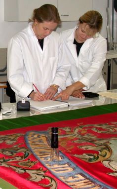 restorers working in a laboratory