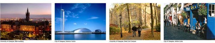 panoramic pictures of the university campus, science centre, west end campus and ashton lane