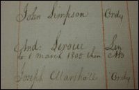 By March 1805, HMS Medusa's muster role shows that Andrew Service was promoted from 'LM', landsman, to 'AB', able seaman, the rank above ordinary seaman.  (Courtesy of The National Archives, TNA Ref: ADM-36-16780. Copyright reserved.) 