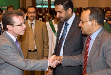 Prof Frank Coton meets Prof Abdullah bin Abdulaziz Al Mosa, Deputy Minister of Scholarship Affairs and rof Ghazy bin Abdulwahid Al Makky, Saudi Cultural Attaché in Britain and Ireland.