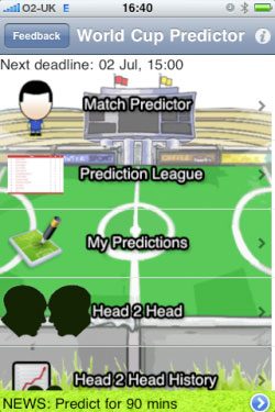 FIFA World Cup Predictor game screenshot