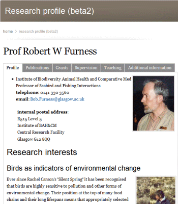 research profile example