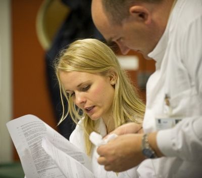 Bioscience postgraduates in lab