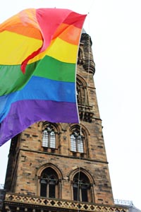 Rainbow flag raising