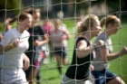 Students exercise outside
