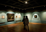Visitors in the Rembrandt exhibition in the Hunterian Art Gallery