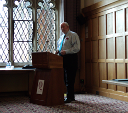 A photograph of Charles Clarke taken by Martyn Housden delivering a keynote speech at the conference on Minorities, Nations and Cultural Diversity: The Challenge of Non-Territorial Autonomy,9-10 November 2012, Queen’s University, Belfast, Northern Ireland