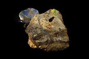 Star sapphire megacryst in monchiquite, Loch Roag, Lewis; GLAHM 106637