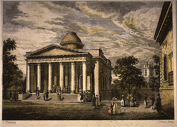 Coloured engraving of The Hunterian, 1829