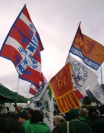 Flags at a political rally