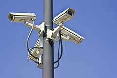 Security cameras on a pole