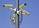 Security cameras on a pole