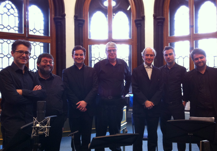 William Sweeney, Hafliði Hallgrímsson and the Tristia II ensemble following the 2013 performance.