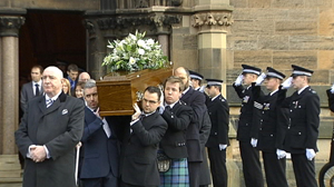 image from funeral of pilot David Traill