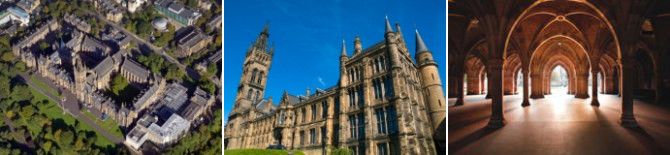 The University of Glasgow: Aerial View, Gilbert Scott Building, Cloisters