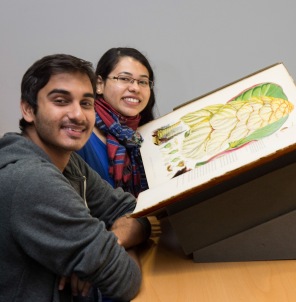 Shounak Bagchi and Ruchira Sinha, postgraduate museology students from the University of Calcutta, on a 12-week internship at the University of Glasgow and Kew Gardens studying Sir William Jackson Hooker and Sir Joseph Dalton Hooker