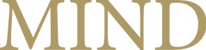 Logo for Mind association - golden letters spelling mind on white background