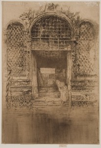 A section of 'The Doorway'(1879/1880), an etching by James McNeill Whistler, Hunterian Art Gallery