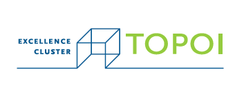 logo: thin lines forming a three-dimensional cube with its bottom edge missing, instead extending as a line under text that reads topoi