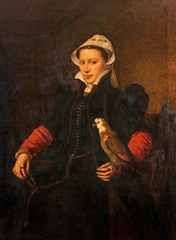 Antonis Mor, Portrait of a Lady with a Parrot, 1556, oil on panel, bequeathed by Charles Hepburn, 1971, Acc: GLAHA 43764
