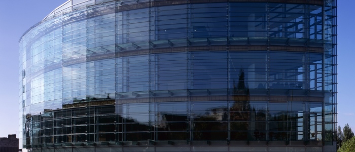 Exterior of the Wolfson Medical School building - day