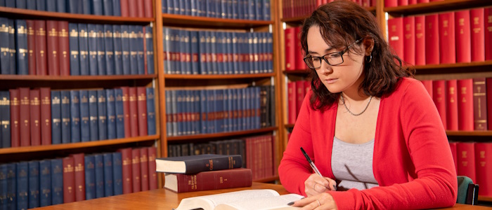 A student studying at a desk