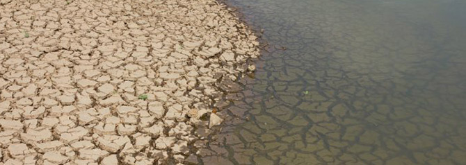 Cracked soil in water