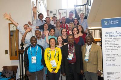 Members of the Boyd Orr Centre for Population and Ecosystem Health, and representatives from the Tanzanian Commonwealth Games team (front row).  From left to right: Mr. Zaidi Khamisi, Ms. Magdalena Moshi, Dr Juma Mwankemwa and Mr. Leonard Thadeo
