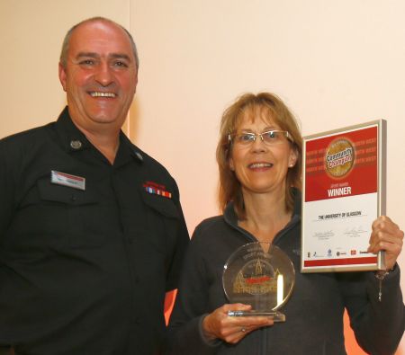 Scottish Fire Service officer Iain Goodlet with Dr Cindy Gray, FFIT
