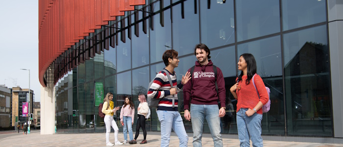 Students outside JMS Building