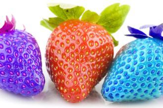 Strawberries, different colours