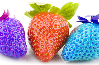Strawberries, strange colours
