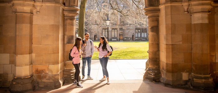 Students in the cloisters