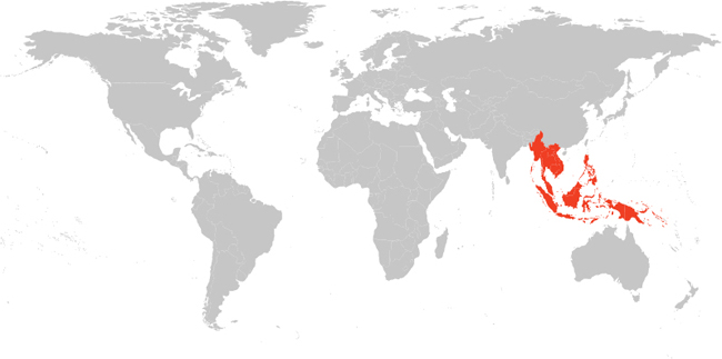 World map - SE Asia