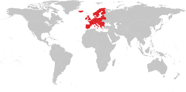 World map - Europe