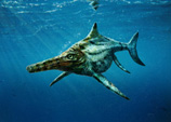 Ichthyosaur swimming in ocean