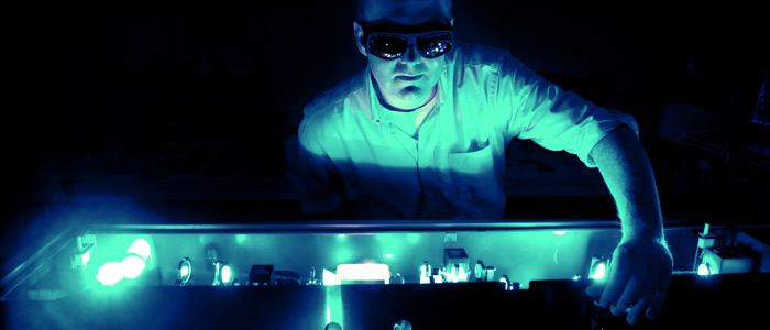 Image of laser scientist with goggles