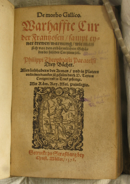 Title page of De morbo gallico http://eleanor.lib.gla.ac.uk/record=b3078529