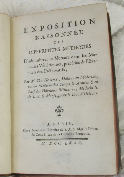 Title page of Exposition raisonnée des différentes méthodes d'administrer le mercure dans les maladies vénériennes http://eleanor.lib.gla.ac.uk/record=b3089449