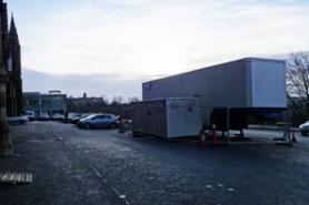 Image of a temporary steam boiler - part of the District Heating Scheme